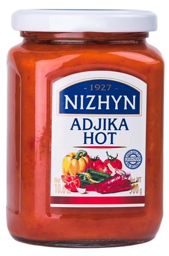 Nizhyn Adjika Hot Glass Jar 10.6 oz / 300 g Traditional Ukrainian Sauce with a Bright Spicy Flavor (1 Pack)