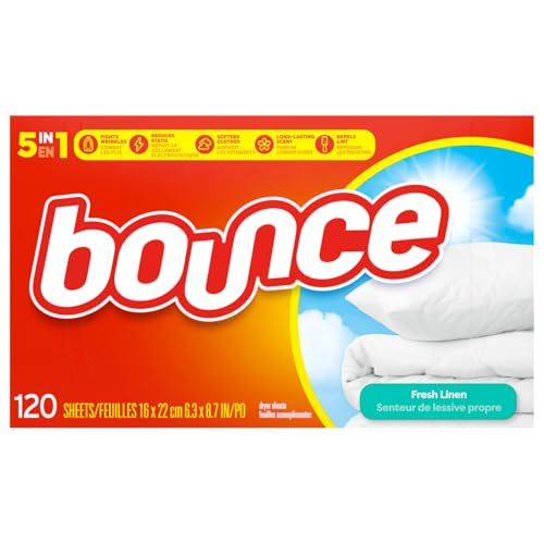 Bounce Fabric Softener Dryer Sheets, Fresh Linen, 120 Count(Pack of 3)