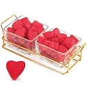 Yumzo Mothers Day Glass Tray with Cherry Jelly Hearts, 2 Section Glass Tray with 8oz of Mothers Day Gummies, Ideal Gummy Hearts for Party Favors