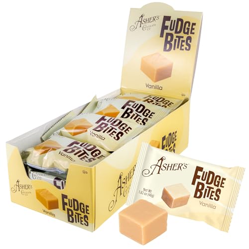 Asher's Chocolates, Fudge Bites, Individually Wrapped Chocolate Fudge, Small Batches of Kosher Treats, Family Owned Since 1892 (14 Count, Vanilla)