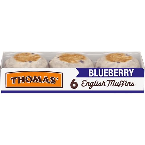 Thomas’ Blueberry English Muffins, Naturally and Artificially Flavored, 6 Count, 13 Oz Package of English Muffins
