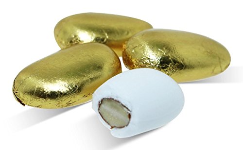 Dulcefina chocolate and Sweets, Gold Foil Wrapped Almond Dragees (1.500 Lbs)