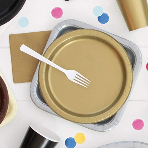 Gold Solid Round Dinner Plates - 9" (Pack of 8) - Premium Paper - Perfect For Parties & Events