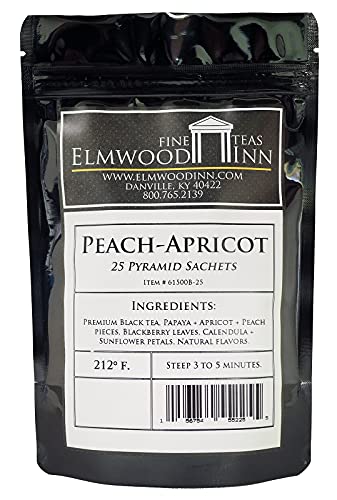 Elmwood Inn Fine Teas, Peach Black Tea, 25 Pyramid Sachets