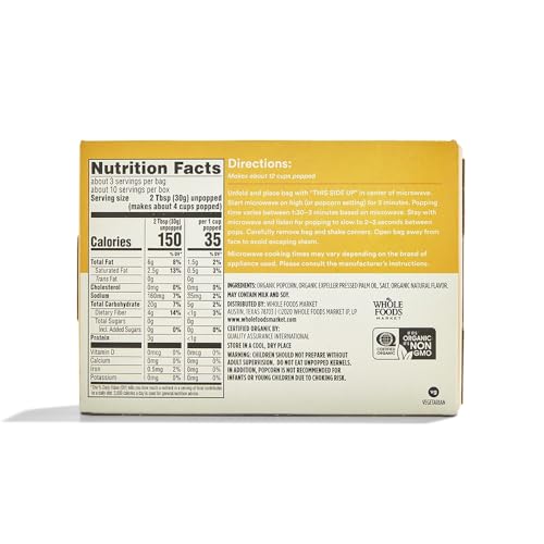 365 by Whole Foods Market, Organic Microwave Popcorn, 10.5 Ounce