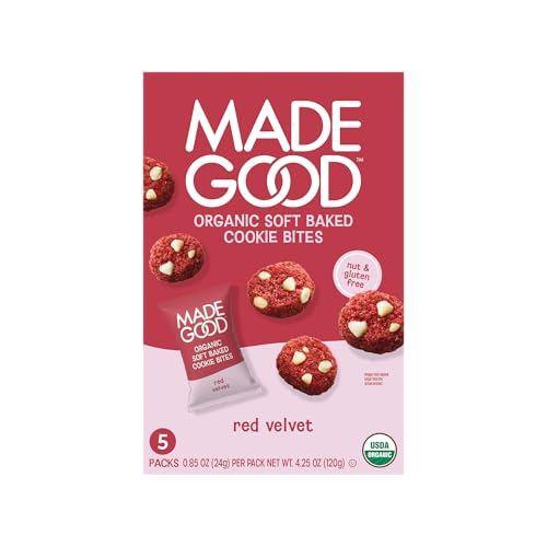 MadeGood Red Velvet Soft-Baked Cookies, 0.85oz Each, Organic Snacks