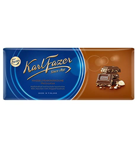 Fazer Karl Fazer Chopped Hazelnuts in milk Chocolate 10 bars of 200g