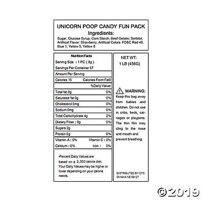 Unicorn Poop Marshmallow Candy Fun Packs - 57 Packs