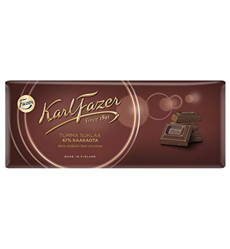 4 Bars of Karl Fazer Dark Chocolate, Cocoa 47% Finland