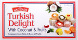 Hacizade Turkish Delight With Mixed Fruit Coconut Covered 454gr, (1 pound)