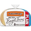 Thomas' Keto Plain Bagel Thins, 8 count, (1.63 oz each), Bagels, 13 oz Bag
