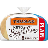 Thomas' Keto Plain Bagel Thins, 8 count, (1.63 oz each), Bagels, 13 oz Bag