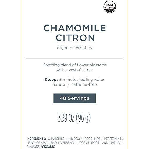 Tea Forte Chamomile Citron Herbal Tea Event Box, Bulk Pack of 48 Pyramid Infuser Tea Sachets for All Occasions