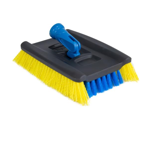Unger Professional Lock-On Wood & Composite Deck Brush, Scrub for Outdoor Decks with Durable Dual-Bristle, Swivel Deck Cleaning Brush for Home