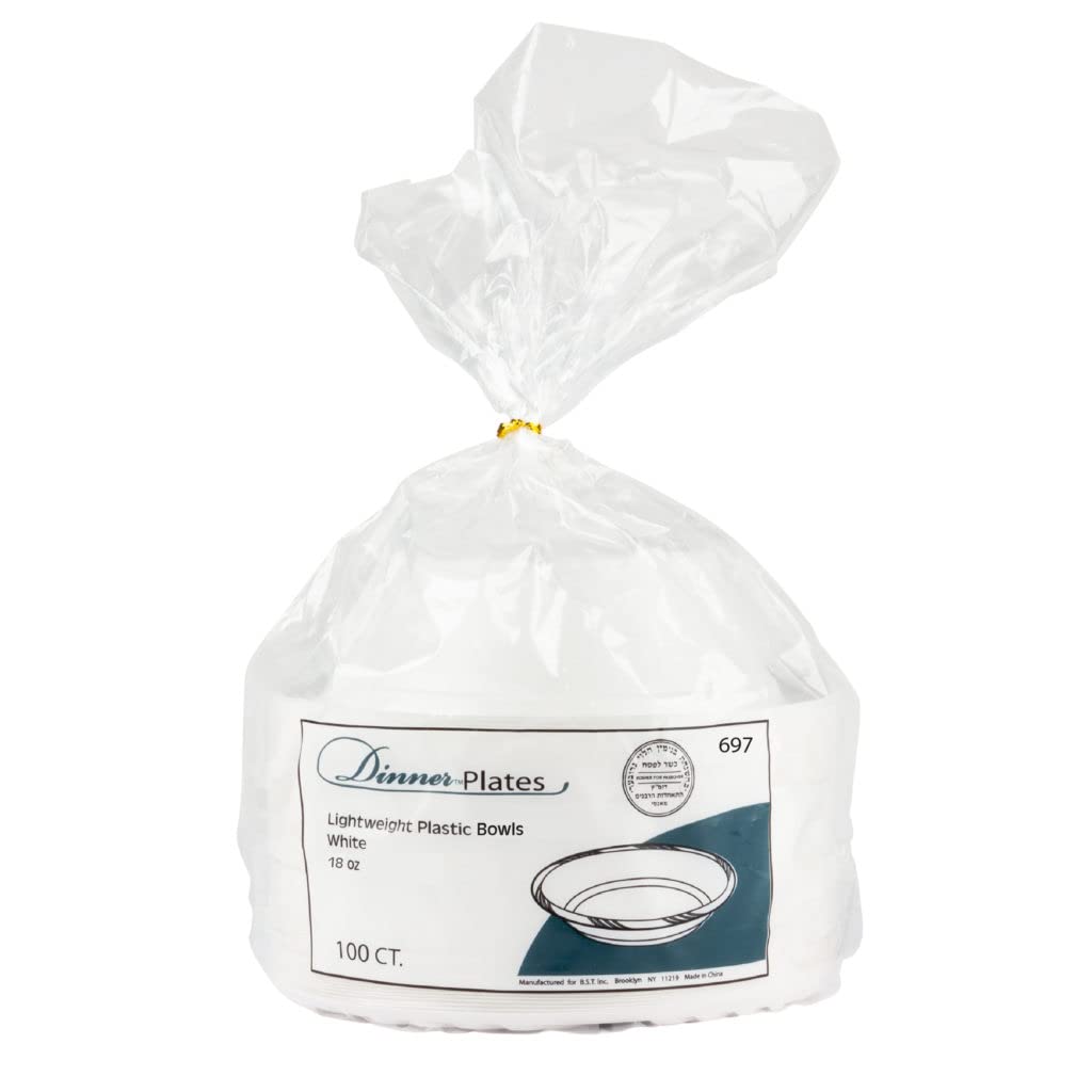 Blue Sky 18 oz. White Plastic Bowl - [100 Count] Disposable Plastic Bowls, Ideal for Birthday Parties, Weddings, Banquets, Picnics, and Everyday Use