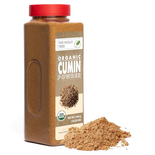 Organic Cumin Powder 15.52 oz - Ground Cumin for Cooking & Seasoning - USDA Organic, Gluten Free, Non-GMO, Kosher - The Holly Tree