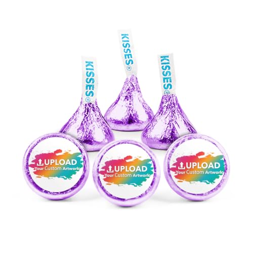 90ct Custom Promotional Candy Purple Kisses & DIY Photo or Logo Stickers