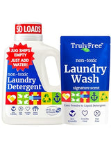Truly Free Natural Laundry Detergent for Sensitive Skin | Eco Friendly, Plant Based, Baby Clothes Safe | Clean & Easy Powder to Liquid, 1 Empty