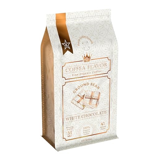 White Chocolate Flavored Ground Coffee, Organic Medium Roast, 100% Arabica, Single Origin Dominican, Naturally Flavored, No Added Sugar, No Artificial