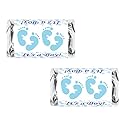 60 Blue Footprints Baby Shower Miniatures Candy Bar Wrapper, Its a Boy Baby Shower Mini Candy Bar Stickers Decorations, Candy Not Included. Made in