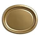 EcoQuality 12 x 10 inch Gold Oval Paper Dinner Plates - Large Disposable Paper Plates for Dinners, Lunches, Parties, Events, Picnics, Barbecues