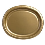 EcoQuality 12 x 10 inch Gold Oval Paper Dinner Plates - Large Disposable Paper Plates for Dinners, Lunches, Parties, Events, Picnics, Barbecues
