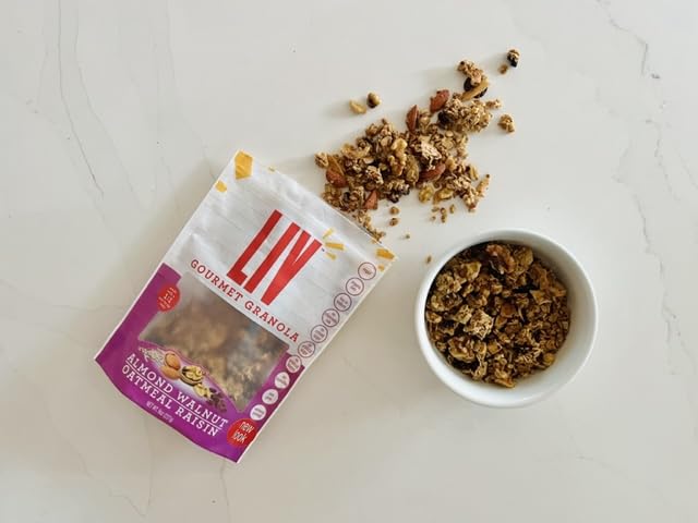 Liv Gourmet Oatmeal Raisin Granola - 8oz (Pack of 2) | Healthy, Nutrient-Dense Snack, Breakfast Cereal | 1:1 Nut-to-Oat Ratio | Non-GMO, Low Sugar