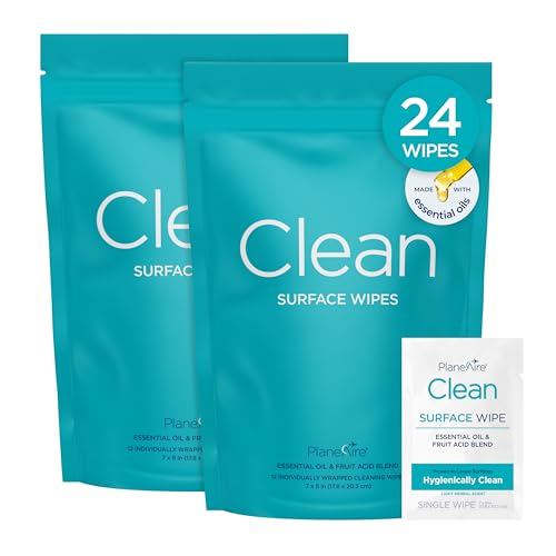 Clean Wipes | Surface Cleaning Wipes | Individually Wrapped Travel Wipes | All Purpose Cleaning Wipes | Airplane Travel Essentials | Travel Cleaning