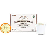 Grounds & Hounds Single Serve Organic Coffee Pods - K Cup Coffee Pods Compatible with Keurig, Dark Roast Coffee K Cups, Recyclable Coffee Pods, Alpha