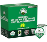 Organic Mushroom Coffee Pods with Lion's Mane, Reishi, Cordyceps, Turkey Tail, and Chaga Mushrooms. High Altitude, Low Acid, Smooth Tasting, Fair
