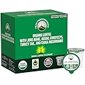 Organic Mushroom Coffee Pods with Lion's Mane, Reishi, Cordyceps, Turkey Tail, and Chaga Mushrooms. High Altitude, Low Acid, Smooth Tasting, Fair