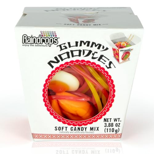 Raindrops Gummy Noodles Candy Mix - 3.88 oz Box, 23 Pieces (Pack of 1) - Fun Takeout-Style Candy Box - Made w/Delicious & Various Candies - Ideal