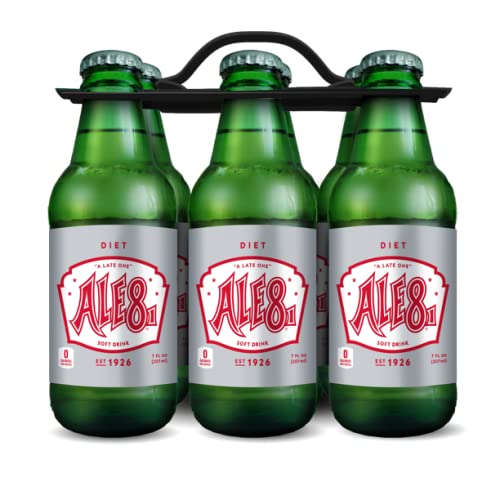 Ale 8 One, Diet, Zero Sugar Mini Bottles, 7 Ounces, Pack of 6, 100% Kentucky Soft Drink