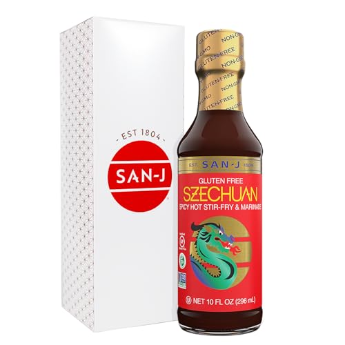 San-J Gluten Free Szechuan Cooking Sauce - Szechuan Sauce, Szechuan Dipping Sauce, Hot & Spicy Marinade & Stir Fry Sauce, Kosher, Non-GMO, No