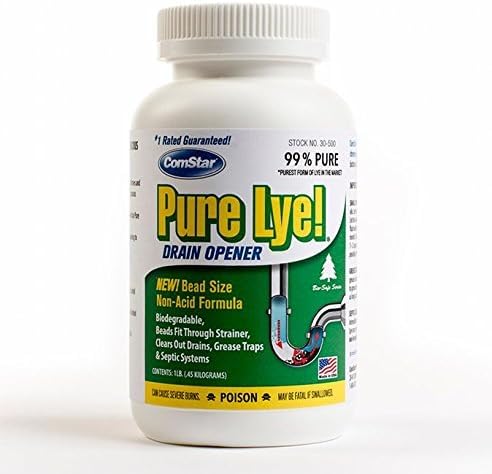 ComStar Pure Lye | 1 lb, 99% Pure Sodium Hydroxide | Eco-Friendly, Industrial Strength, Drain Opener | Safe on Fixtures | Static-Free, Unique Beads