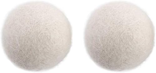 2Pcs Wool Dryer Balls, Natural Fabric Softener Alternative, Reusable Laundry Balls for Static and Wrinkle Reduction