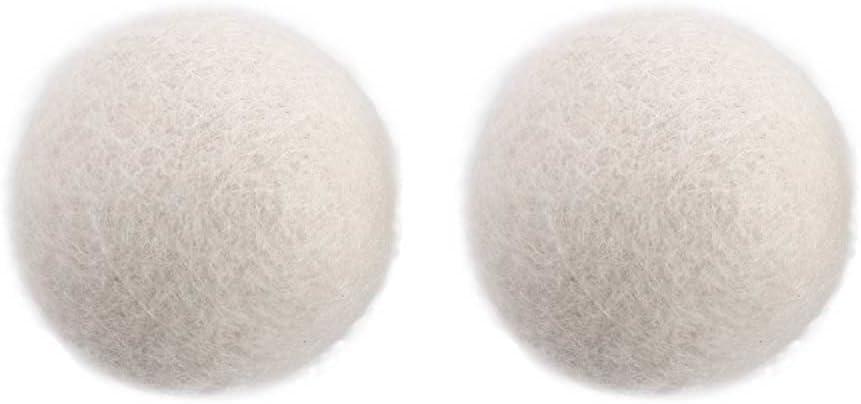 2Pcs Wool Dryer Balls, Natural Fabric Softener Alternative, Reusable Laundry Balls for Static and Wrinkle Reduction