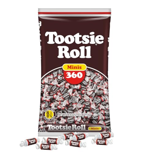 Tootsie Roll Minis- Chewy Chocolate Candy, Gluten-Free, Individually Wrapped, Bulk Bag for Parties & Halloween, 360 Count (38.8 oz)