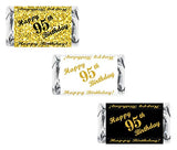 Happy 95th Birthday Miniatures Candy Bar Wrapper, (Set of 60) Mini Chocolate Candy Bar Stickers; 3 Designs: 24 Gold, 24 Black, 12 White, Candy Not