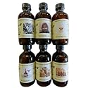 OliveNation Set of 6 Liquor Extracts - Amaretto, Crème de Menthe, Butter Rum, Grand Marnier, Brandy, Bourbon Whiskey - Set of 6 x 4 oz bottles