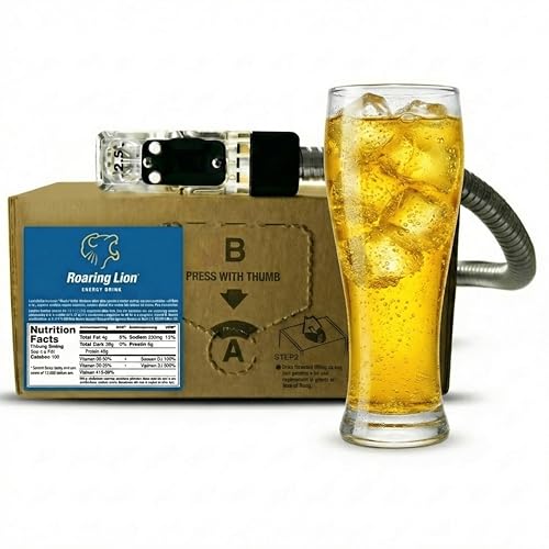 Roaring Lion energy drink (3 Gallon Bag-in-Box Syrup Concentrate) - Box Pours 18 Gallons of Energy Drink - Use with Bar Gun, Soda Fountain or Home