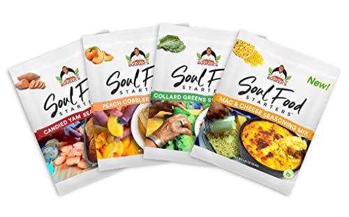 Soul Food Starters Sampler - Peach Cobbler, Yams, Collard Greens, Mac & Cheese Mixes