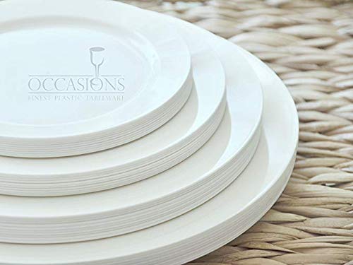 OCCASIONS 360 Pcs set (60 guest) Wedding Disposable Plastic Plate and Silverware Combo 10.5" + 7.5" + Silverware (Double Fork) (Plain White Plates