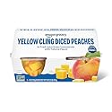 Amazon Fresh, Yellow Cling Diced Peaches in Fruit Juice, 4 Oz Bowls (Pack of 4) (Previously Happy Belly, Packaging May Vary)
