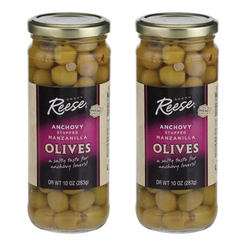 Reese Anchovy Stuffed Thrown Olives, 10-Ounces (Pack of 2)