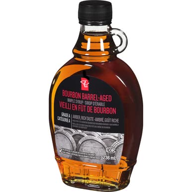 President's Choice Black Label Bourbon Barrel Aged Maple Syrup Amber, 236ml/8 fl. oz, Imported from Canada}