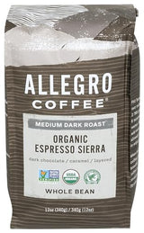 Allegro Coffee Organic Espresso Sierra Whole Bean Coffee, 12 oz