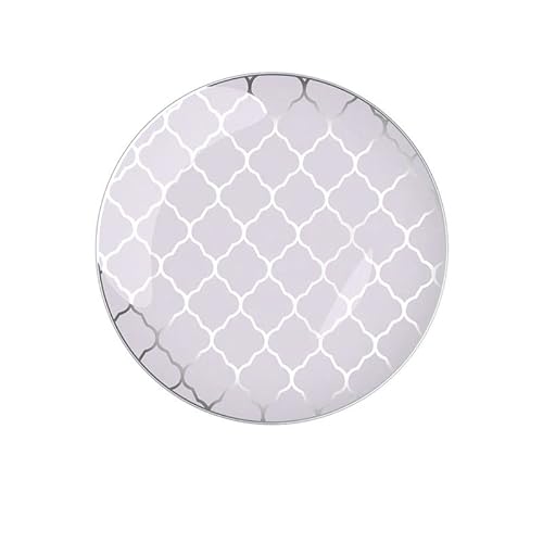 LUXE PARTY NYC Plastic 30 Pack Dinnerware Plates | Disposable| 10.25" | Dinner Plate | Dinner | Buffet| Partyware| Party Supplies | Holidays | Sliver