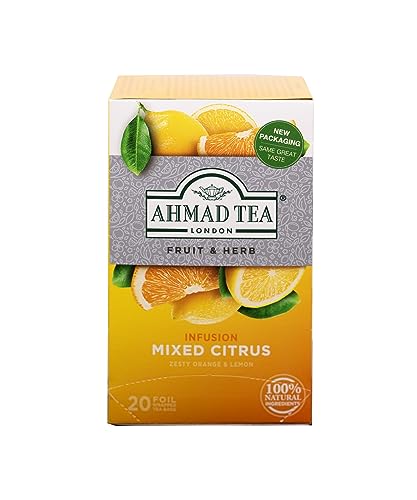 Ahmad Tea Herbal Tea, Mixed Citrus Teabags, 20 ct (Pack of 1) - Decaffeinated & Sugar-Free