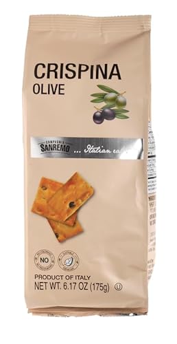Compagnia Sanremo Cripsina with Olive 6.17 oz, Pack of 2, Product of Italy, Crunchy Gourmet Snack, Perfect with Cheese, Versatile & Delicious